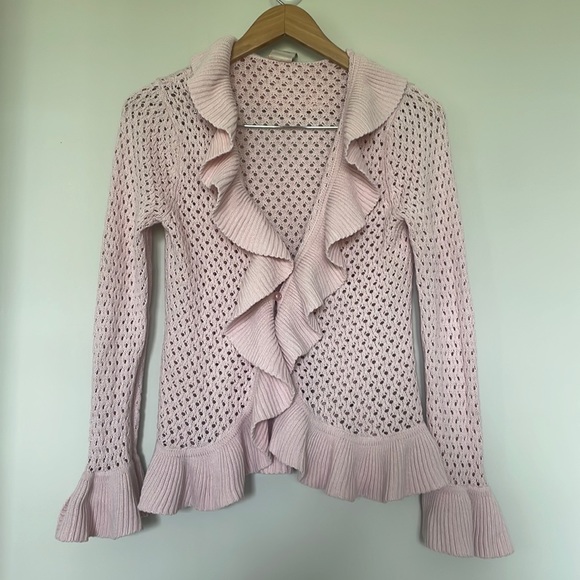 Faded Glory Sweaters - Faded Glory Open Knit Light Pastel Pink Cardigan Sz S (4-6)